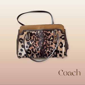 COACH MADISON KIMBERLY OCELOT PRINT CARRYALL PURSE HANDBAG. 100% AUTHENTIC.